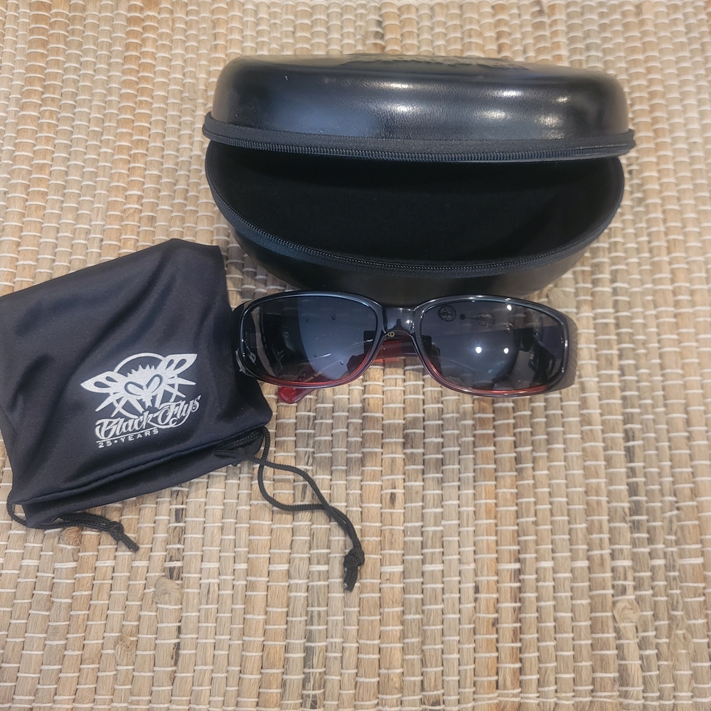 Chic Black and Red Sunglasses by Black Flys